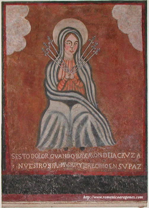 PINTURAS DE LOS DOLORES DE LA VIRGEN. EN MUSEO DIOCESANO DE BARBASTRO